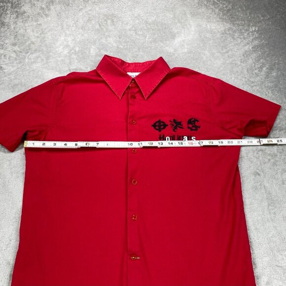 Furor Jeans for Hooligans Shirt Mens Large Red Stretch Short Sleeve Button Up - Picture 6 of 13